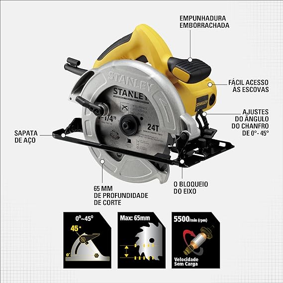 SERRA CIRCULAR 7 1/4" 1600W 220V STANLEY - Imagem 4